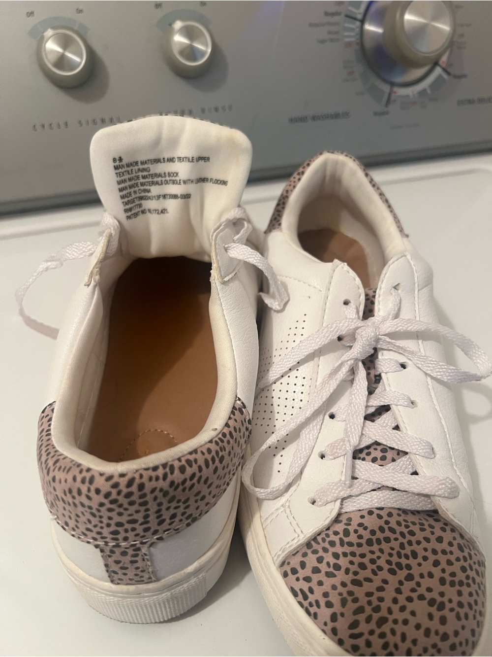 Women’s White Cheetah Print Lace-Up Sneakers